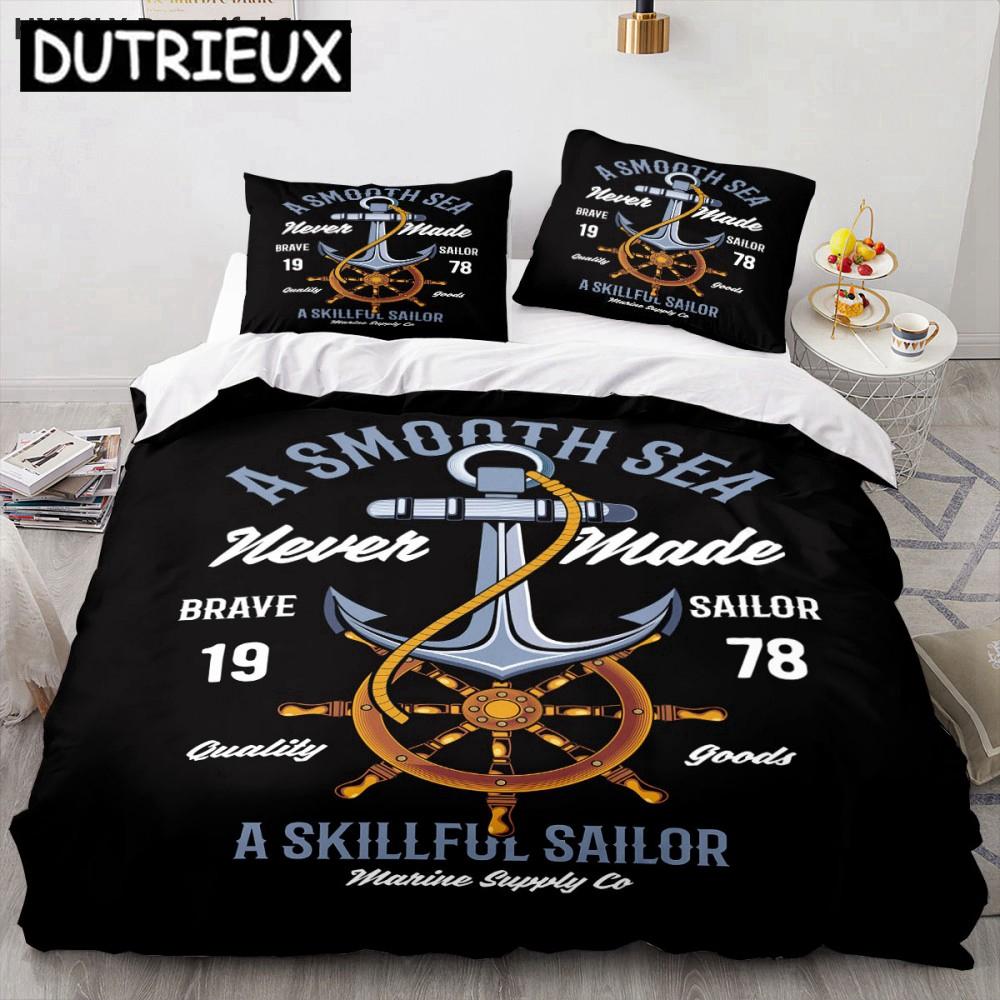 Ship Anchor Nautical 3D Duvet Cover Sea Pillowcases Quilt Cover Home Decor Gift Fashion Twin Queen King Polylester Bedding Set