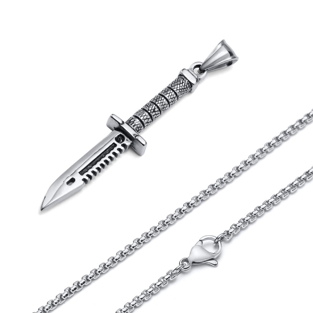Vnox Cool Punk Necklaces for Men,Hip Hop Stainless Steel Stiletto Pendant Male Collar Gift Jewelry