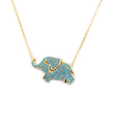 [P2437] - Colier „Elefant” din argint cu turcoaz placat cu aur