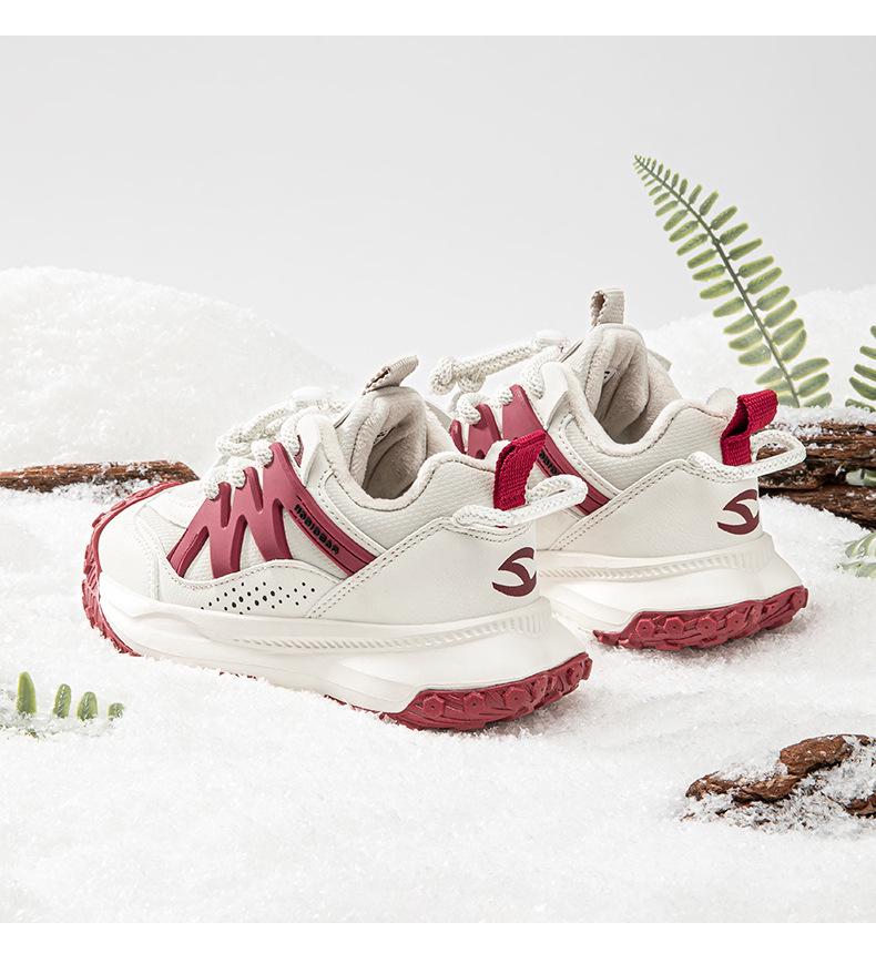 Habi Bear Boys' and Girls' Double Cotton Sneakers with Velvet Lining and Durian Sole for Winter