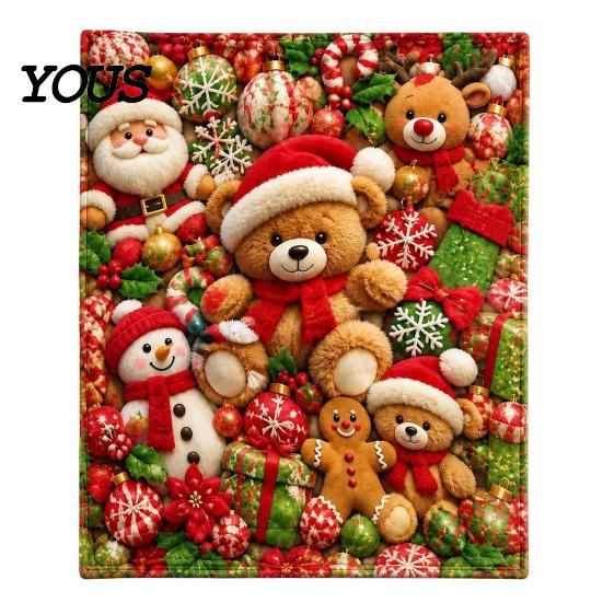 Soft Texture Blanket for Couch Teddy Bear Floral Print Blanket, Super Plush Throw Cute Bunny Rabbit Decorative Puppy Pattern, Cozy Flannel Bedroom
