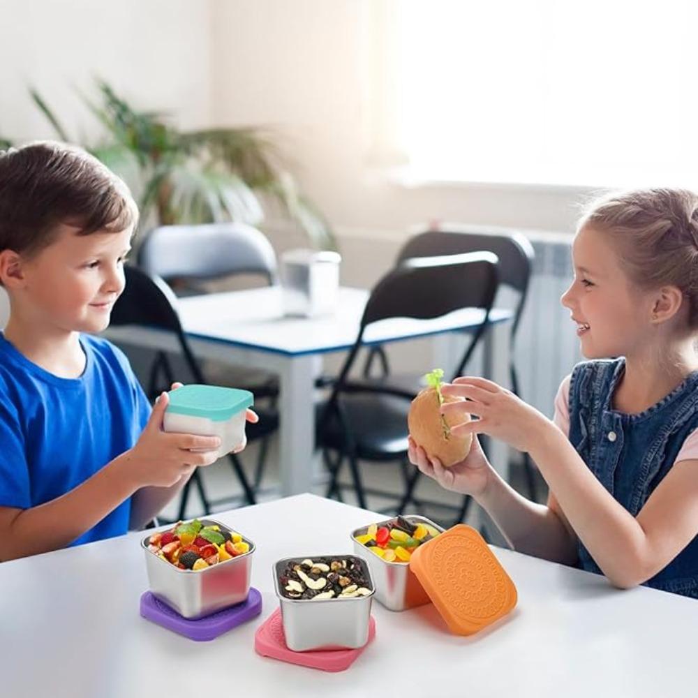 6pcs Leak-proof Sauce Cup 304 Stainless Steel Snack Box Jam Cup Seasoning Container  Worker