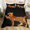 New Tiger Bedding Set Red Rose Flower Africa Big Cat Comforter Cover Set Animal Themed 2-3Pcs Queen Size Duvet Cover Set
