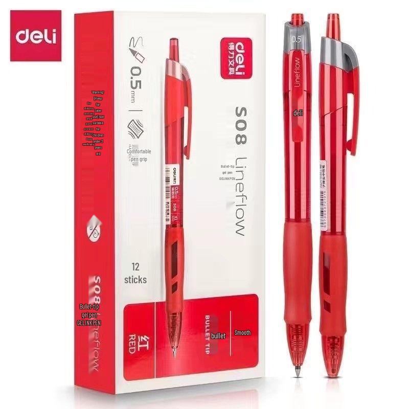 Deli Zhen S08 Black Gel Pen 0.5mm Bullet Tip, Elegant Design for Office & Student Use