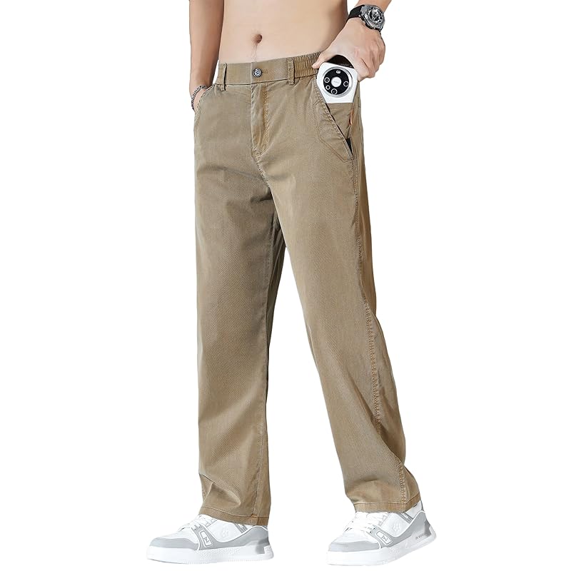 

[W Wonyo] slacks men s pants cool chino pants Thin lightweight bottoms Cold sensation summer clothes stretch regular fit semi wide pants ventilation