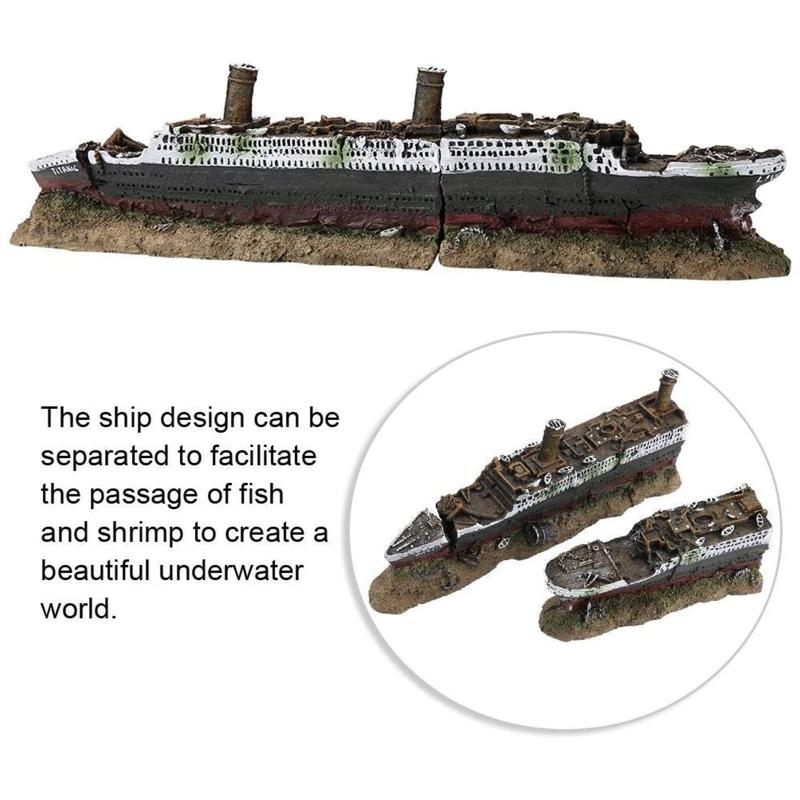 Creative Aquarium Sunken Ship Decorations Resin Pirate Ship Submarines Ornaments Landscaping For Small Medium Fish Tank