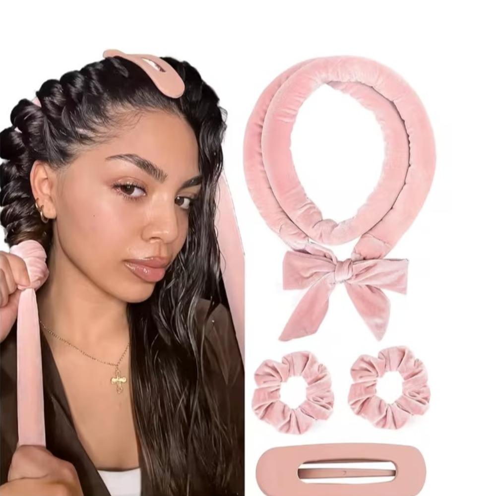 Heatless Hair Curler Set with Satin Bonnet No Heat Sleep In Curlers Headband Soft Hair Curler Satin Curlers Curls Styling Tools