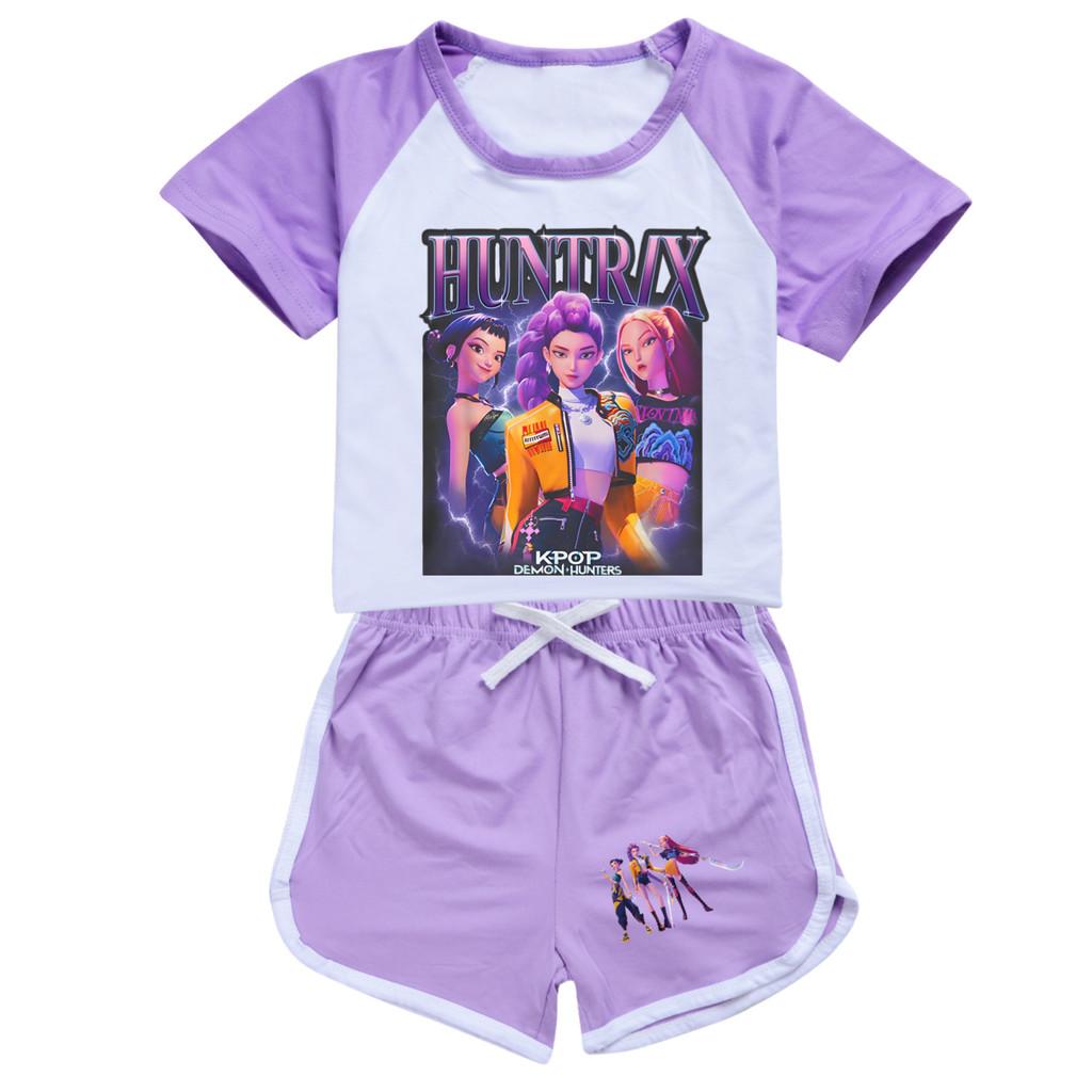 5029 Kids Girls POP Rumi Zoey Mira Print T-shirt Shorts Sport Tracksuit Clothes Set