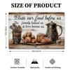 4 Stück "Bless Our Food" Leinen-Tischsets - 12x18 Zoll, Rustikales Holzdesign mit Kaffeekanne, Croissants & Besteck, Perfekt für Familientreffen & Gemütlichkeit