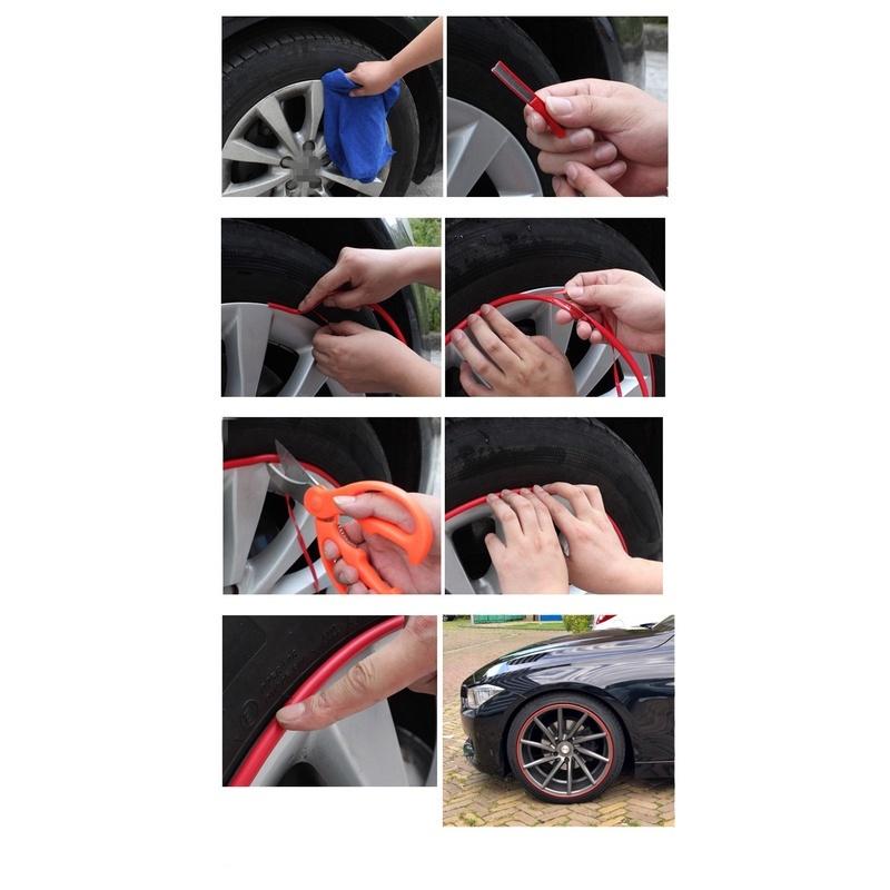 8M Car Wheel Rim Protector Decor Strip Rubber Tire Guard Line Rimblades Car Styling Moulding Trim