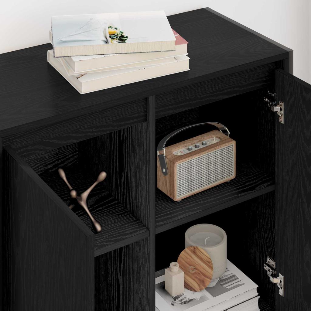 Side Cabinet Black Oak Effect 79 x 36 x 75 cm