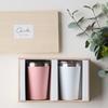 Dolce Duo Thermo Tumbler with Heat Cold Stainless Vacuum Double Cup Set of Convenience Store Cup Gift Wooden Box Lid, Retention, Insulation, Steel,