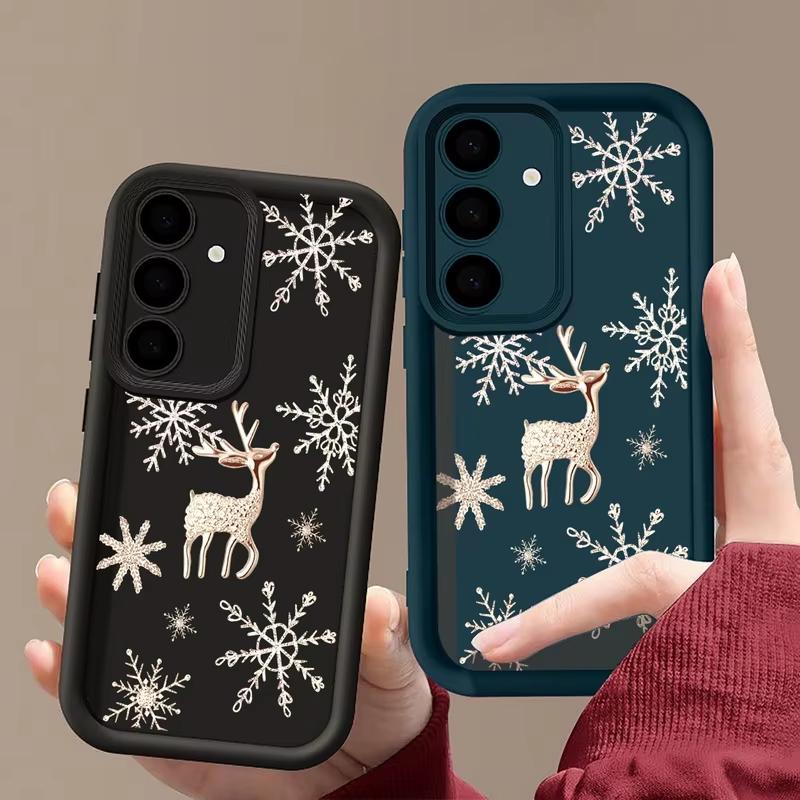 Luxury Christmas Elk Phone Case For Samsung Galaxy A56 A16 A17 A36 A26 A55 A54 A15 5G S24 S25 FE S24 S23 S22 Ultra S25Edge Cover