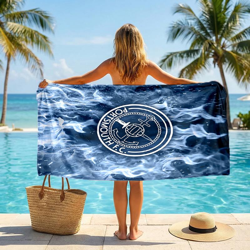 Toalla de Playa de Secado Rápido Portsmouth FC Impresa Microfibra Absorbente Portátil de Viaje Toalla de Natación