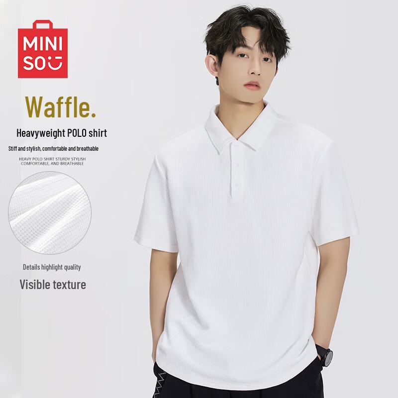 MINISO Men s Heavyweight Waffle Knit Polo Shirt M