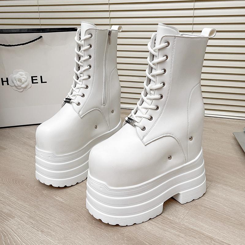 Fashion 20 CM Women Platform Boots Casual Outdoor Shoes Chunky Simple Design Ankle Boots Cool Nightclub Party Cosplay Shoes
