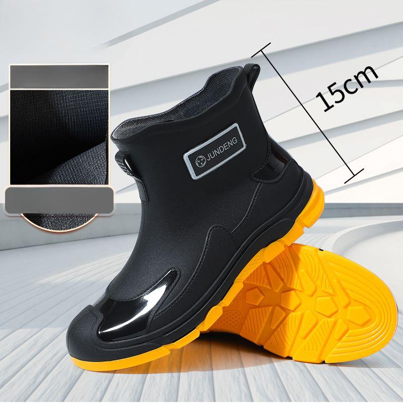 Short-tube Rain Boots, Low-tube Fashion Waterproof Work Non-slip Shoes, Rain Boots, Kitchen Women's Warm Rubber Shoes, Men's Models