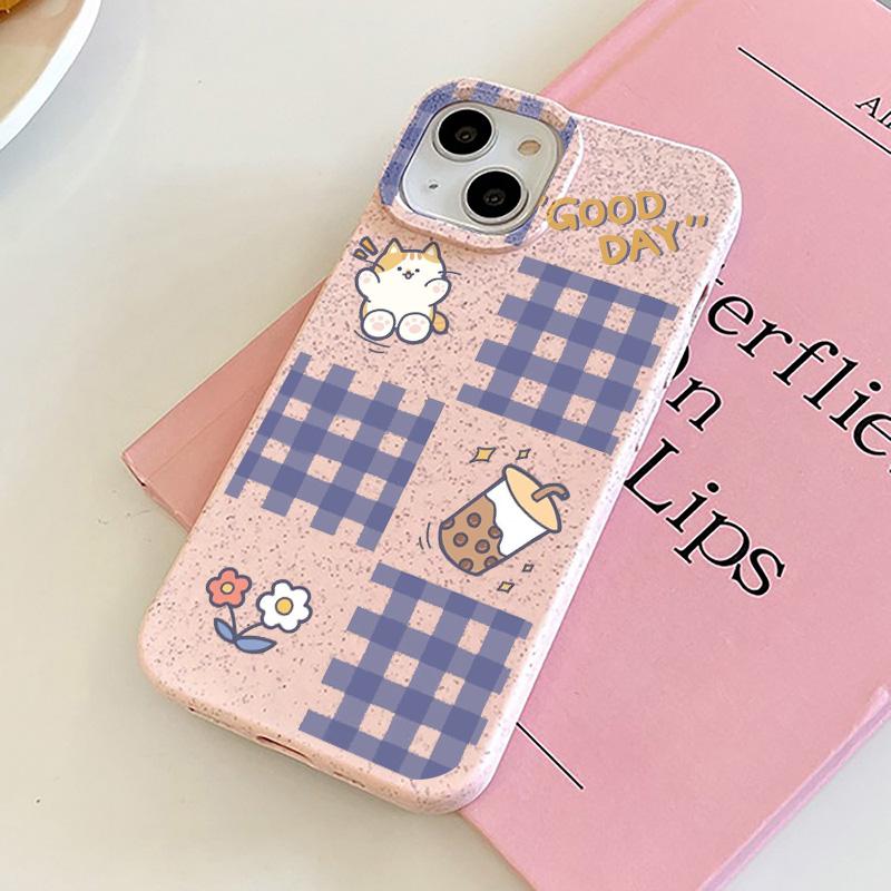 

Чехол для телефона iPhone 16 15 14 13 12 11 Pro Max iPhone 11 13 16 15 14 12 X XS XR 6 7 8 SE iPhone 6 7 8 Plus Разлагаемый чехол из пшеничной соломы iPhone 16 Pro Max розовый