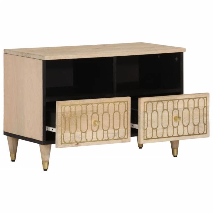 VidaXL Meuble TV 70x33x46 cm Bois massif de manguier, support tv, armoire média, armoire hifi, unité tv, meuble multimédia, 358249