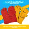 Split Cowhide Leather Welding Gloves Heat Resistant Wear Resistant Thickened Double Layer Extended Cuff Protective Glove