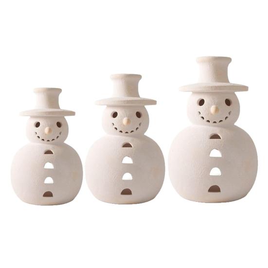 Terracotta Snowman Decor Handcrafted Resin Snowman Figurines Christmas Holiday Rustic Winter Tabletop Decor