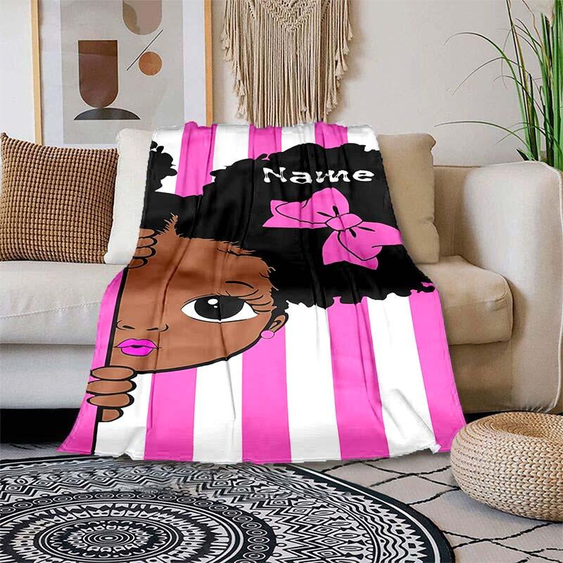 Black Girl Style Customize Your Name Blanket Used For Chair Office Sofa Bed Camping Soft And Warm Giving Friends And Relatives Birthday Graduation