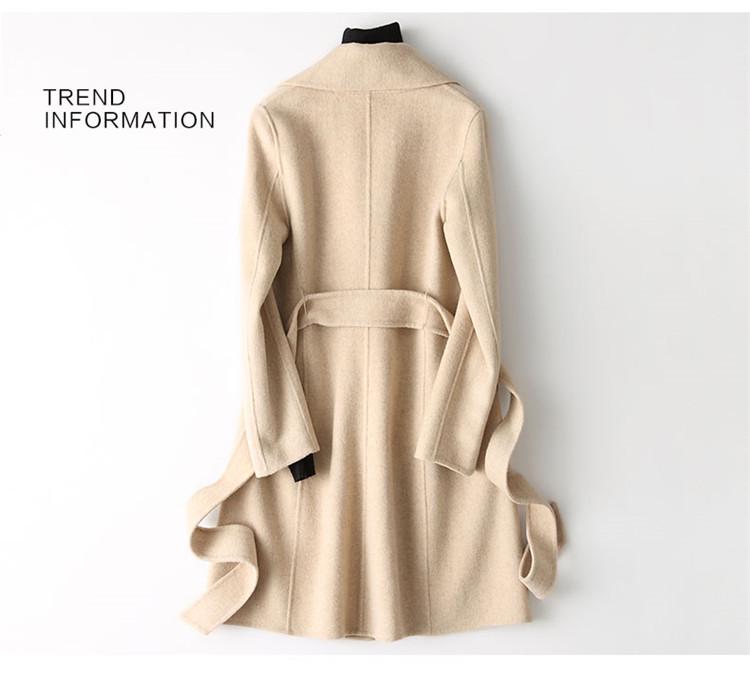 Women's 2024 Double-Sided Cashmere Mid-Length Wool Coat - High-End, Small Size.