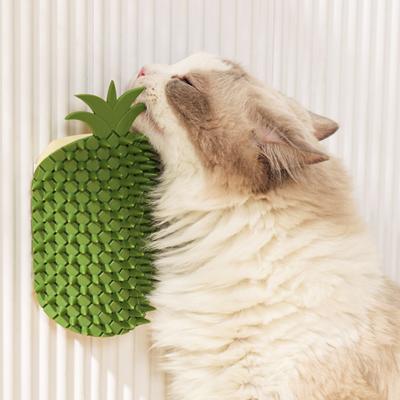 Cat Self Groomer Pineapple Shape Cat Wall Corner Massage Comb with Catnip Cat Face Scratcher Grooming Brush for Long Short Fur Cats Dogs