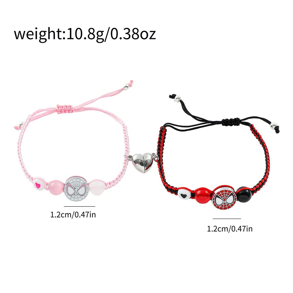 Braccialetti dell'amicizia di Spiderman, Migliore amico Bff, Halloween, Natale, Cordino coordinato, Catena con perline, Braccialetti per coppie, Nuovo,