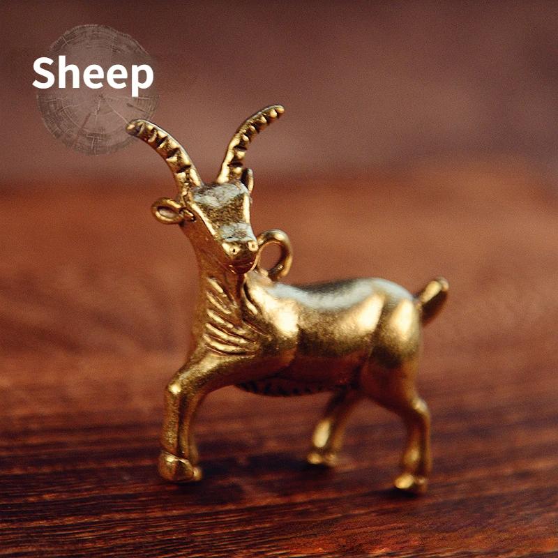 Brass Animal Statue Ornament Chinese Zodiac Rat Ox Tiger Rabbit Dragon Snake Horse Sheep Monkey Chicken Dog Pig Office Desk Deco