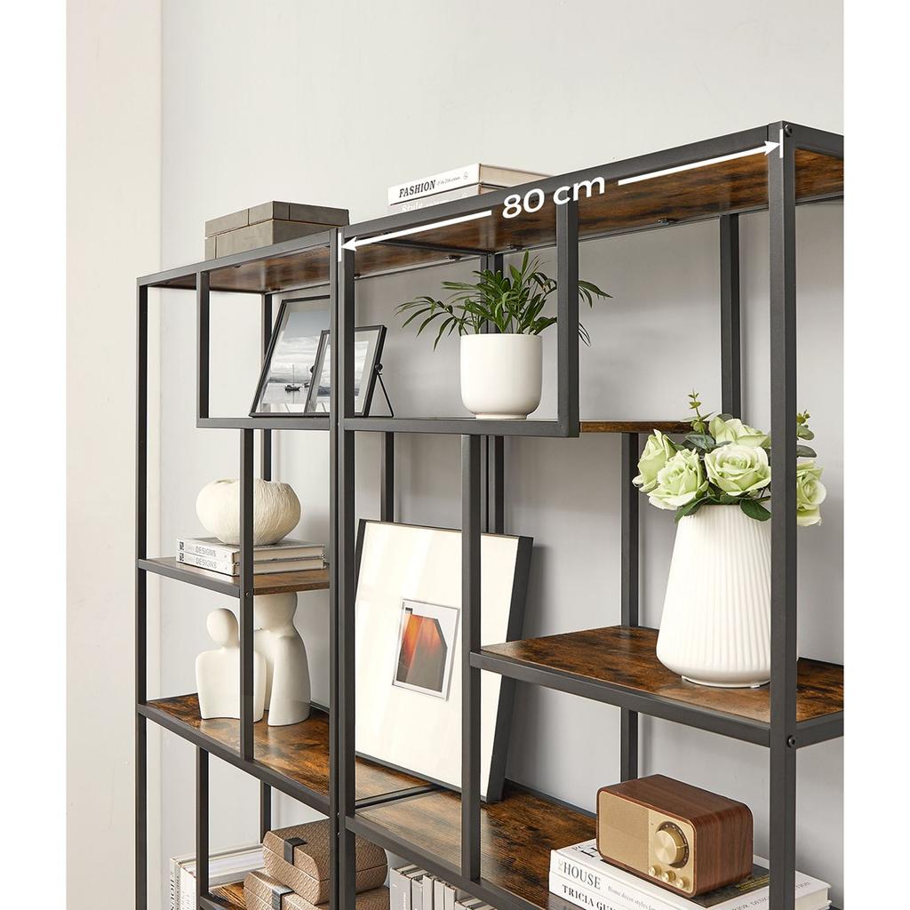 VASAGLE Bookshelf, 6-Tier Bookcase, Geometric Display Shelf, Standing Storage Shelf, 30 x 80 x 180 cm, for Study, Office, Living Room, Bedroom
