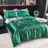 Bedding Set Solid Color Luxury Bedding Kit Rayon Satin Duvet Cover Set Twin Queen King Size Bed Set 3pcs/4pcs Home Textile