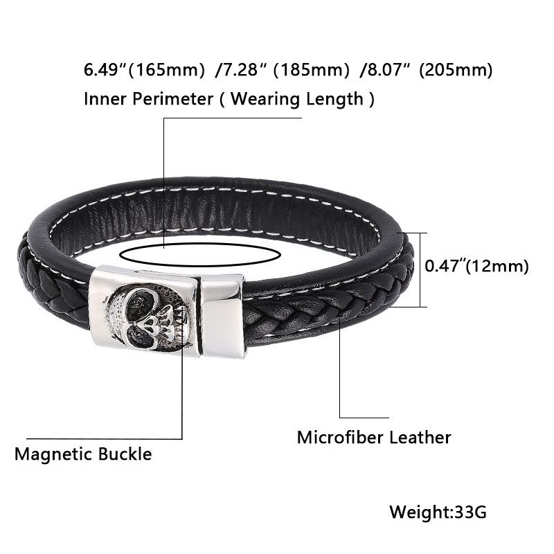 Meier Stainless Steel Magnetic Clasp Bracelet - European and American Trendy Men's Skull Bangle