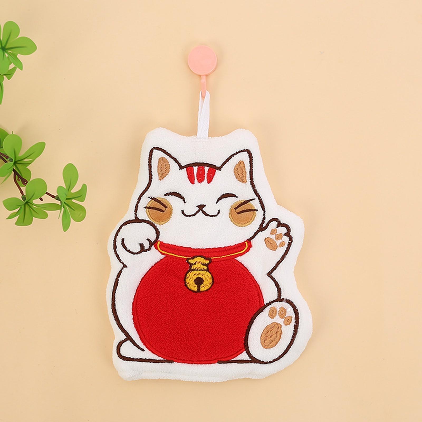 

English: Cartoon Hanging Towel Coral Velvet Soft Absorbent Hand Towel for Kitchen Bathroom one size червоний