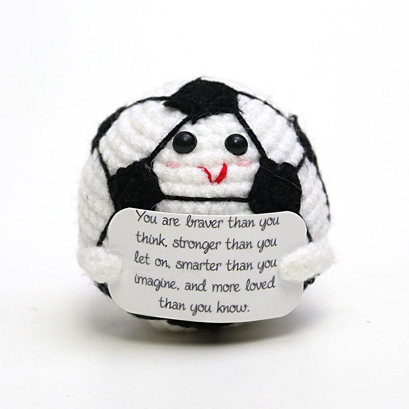 Positive Crochet Dog Doll With Affirmation Card Home Room Decoration Funny Handmade Plush Wool Doll Ornaments Christmas Gifts