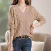 Women's V-neck Plus Size Sweater  Loose Hollow Out  Solid Color Loose Knit Pullover Sweater  Autumn Spring Summer