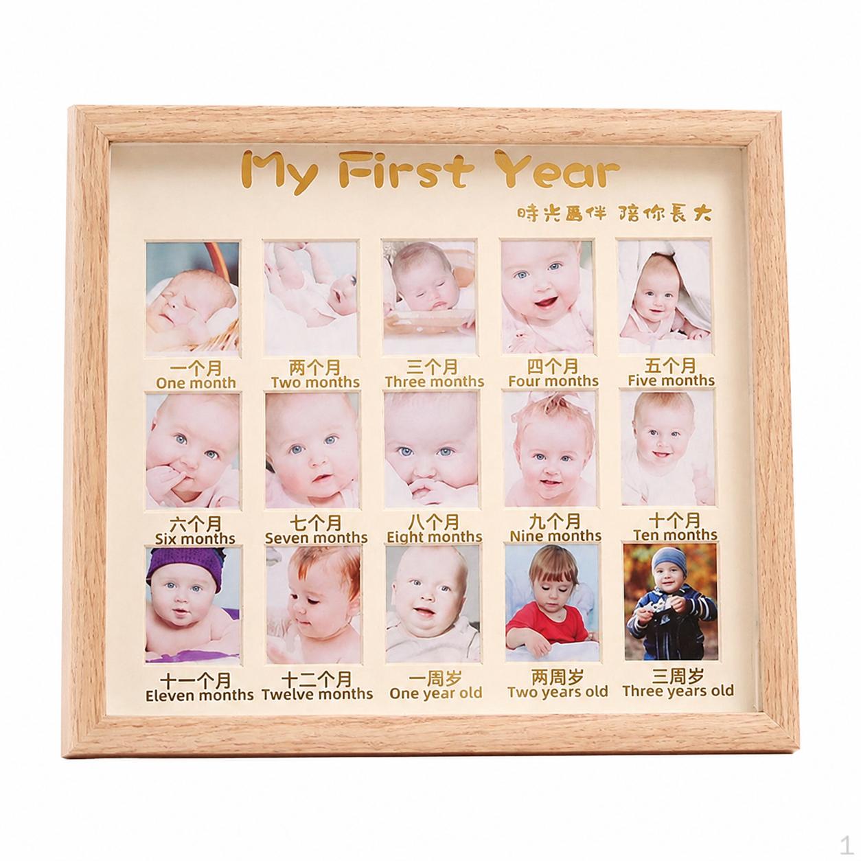 Photo Frame for Grandparents, 15 Panel Multi Frame, Modern Minimalist Handmade Wood Picture pale Wood