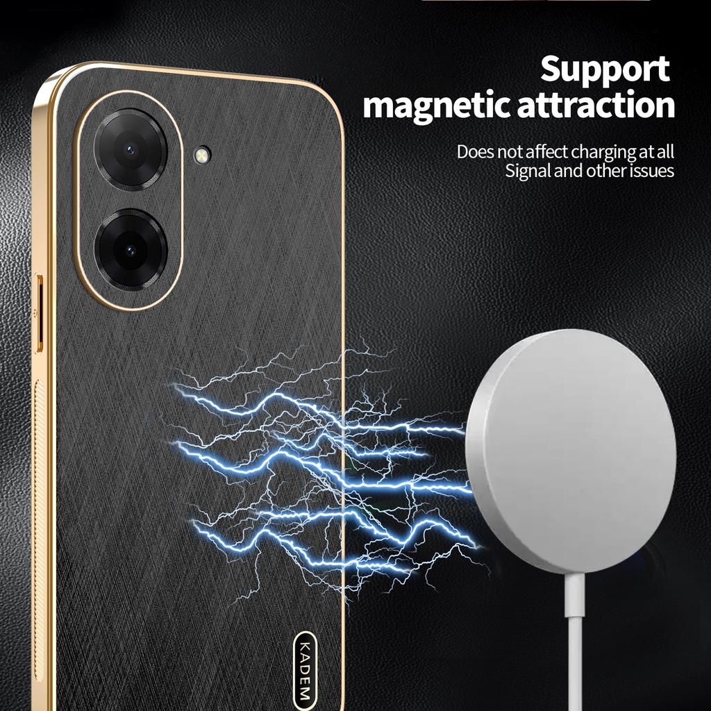KADEM For Xiaomi Redmi A5 4G (171.7mm)/Poco C71 4G Case Electroplating Silk Texture PU+TPU Phone Back Cover