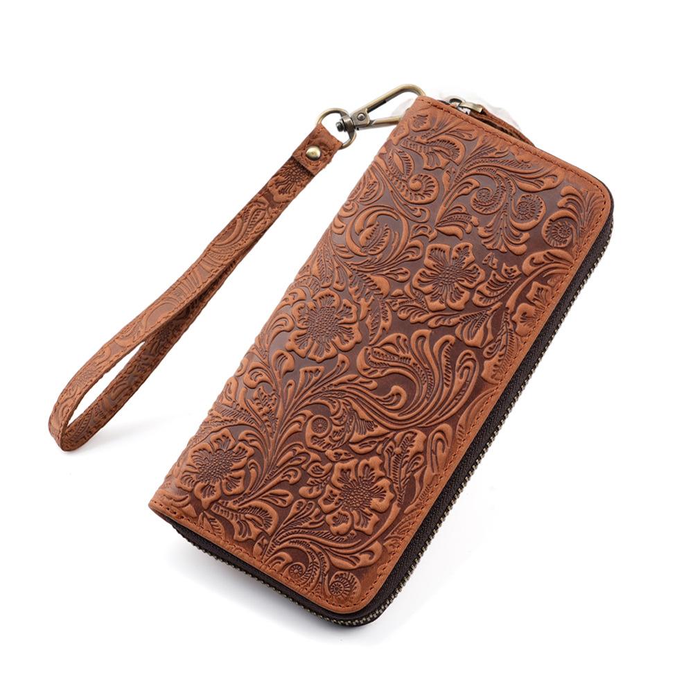 Crazy Horse Leather Men s and Women s Long Wallet, Genuine Leather, Pure Top Layer Cowhide, Retro Wallet