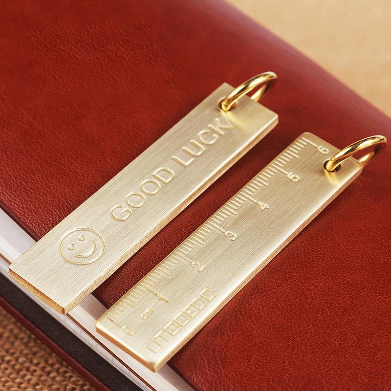 Retro Brass Straight Rulers Centimeter 6cm Metal Triangle Ruler Protractor Stationery Measuring Tool School Office Supplies