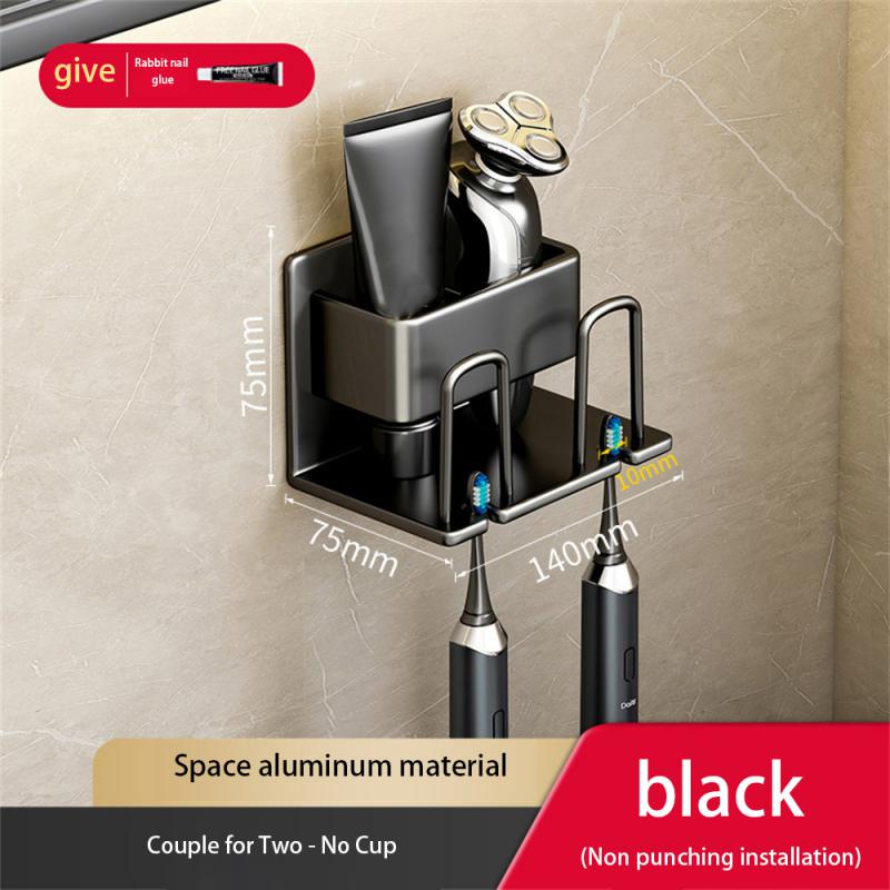 Wall Mounted Toothbrush Holder Hanging Storage Strong Load-bearing Space Aluminum Storage Toothbrush Rack Tooth Storage