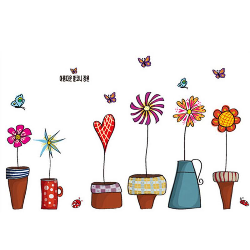 Цветочные наклейки Гостиная Стена Фон Наклейки На Стены Спальня Комната ...