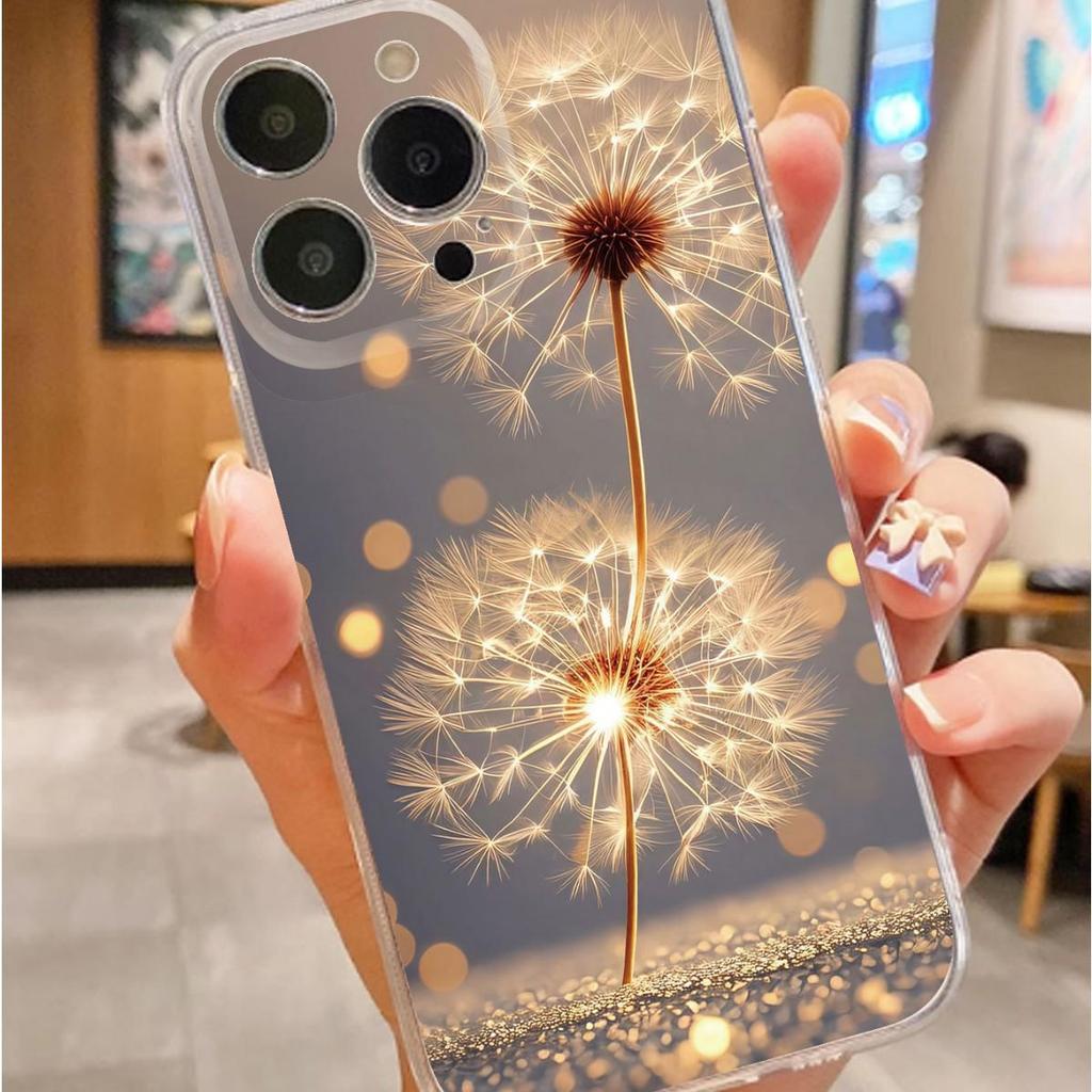Dandelion Anti-Drop Transparent Case for iPhone 14/15/16/17 Pro Max Series