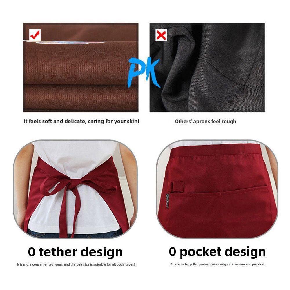 Taller Waiter Kitchen Apron With Pockets Restaurant Apron Fashion Waterproof Apron  Restaurant Use