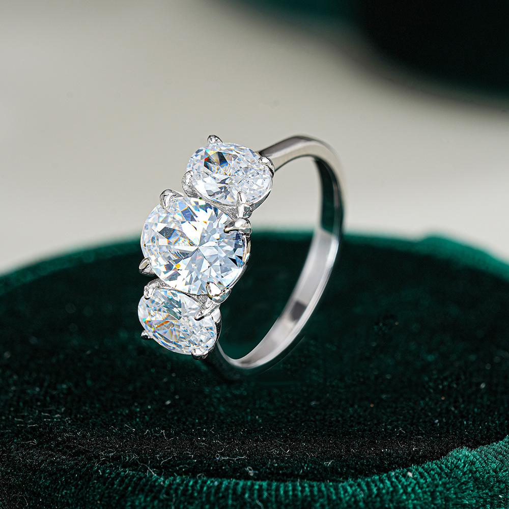 

Кольцо для помолвки из стерлингового серебра 925 пробы с тремя камнями, мозанит 4 карата, женское кольцо на палец 5