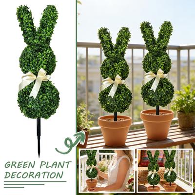 Bunny Shape Plants, Artificial, Suitable For Easter Porch Decoration Outdoor Indoor