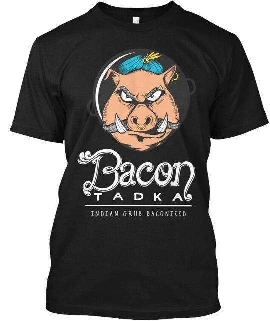 

Bacon Tadka Colour Logo Indian Grub Baconized T shirt Made in USA Size S to 5XL S