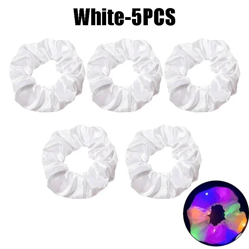 LED Luminous Scrunchies Hairband Ponytail Holder Headwear Elastic Satin Hair Bands Girl Hair Accessories for Party