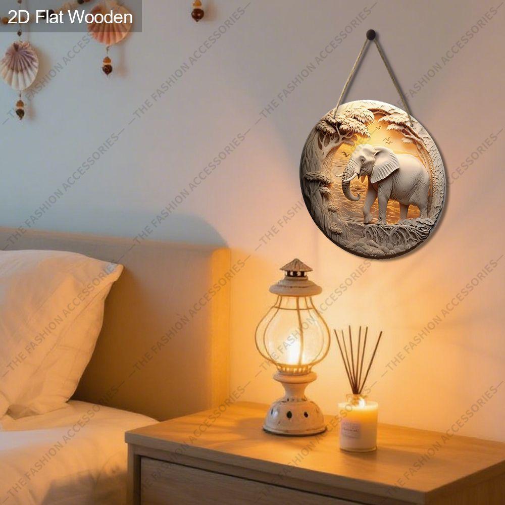 2D Flat Hanging Decorative Signs, Interior Wall or Door Decoration, Garden Decoration, Elephant Pattern, Interesting Gifts for Family and Friends