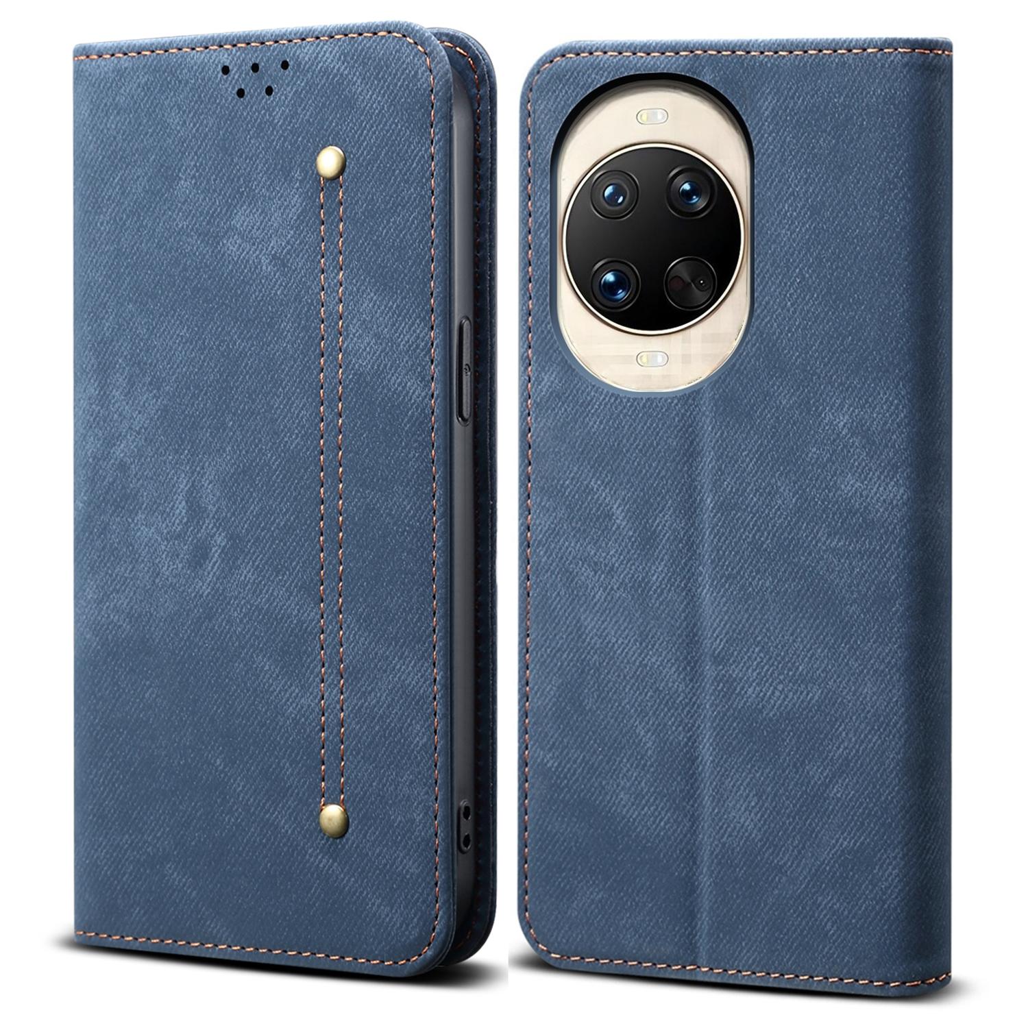 

For Huawei nova 14 5G Case Jeans Cloth Texture Anti-Scratch Leather Stand Phone Cover Blue